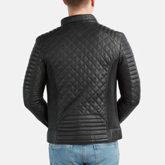 Slim Fit Biker Style Quilted Leather Jacket