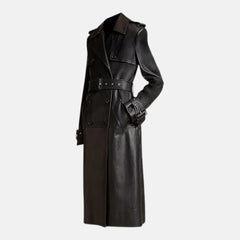Women’s Leather Coat Full Length Outerwear
