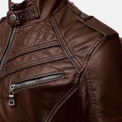 Apex Stand Collar Biker Leather Jacket