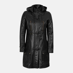 Hooded Style Women’s Leather Coat