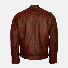 Quilted Shoulders Rugged Quilted Leather Jacket