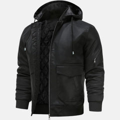 Zip Up Bomber Style Mens Hooded Jacket