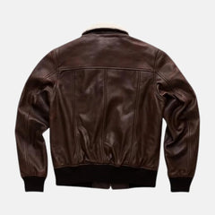 Bomia Shirt Collar Leather Bomber Jacket for Men