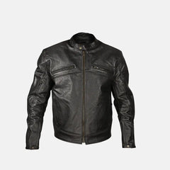 Cafe Racer Leather Biker Jacket