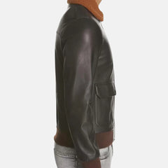 Angelo Black Leather Aviator Jacket