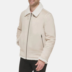 Cloud Nine Shearling Lining Leather Bomber Jacket