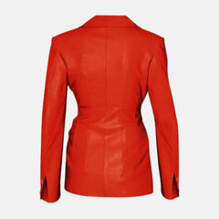 Colette One Button Lapel Collar Women’s Leather Blazer Jacket