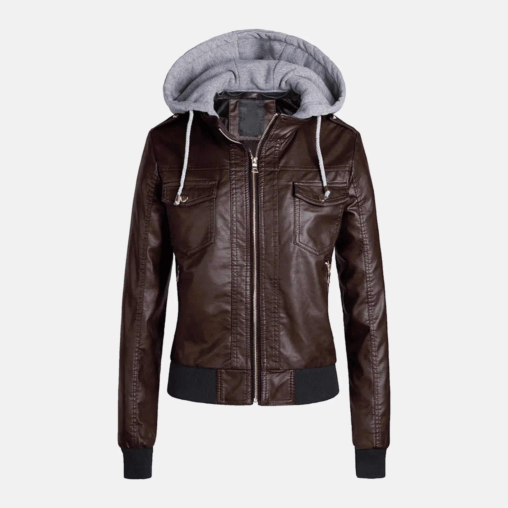 Cozy Embrace Leather Bomber Jacket for Women