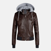 Cozy Embrace Leather Bomber Jacket for Women