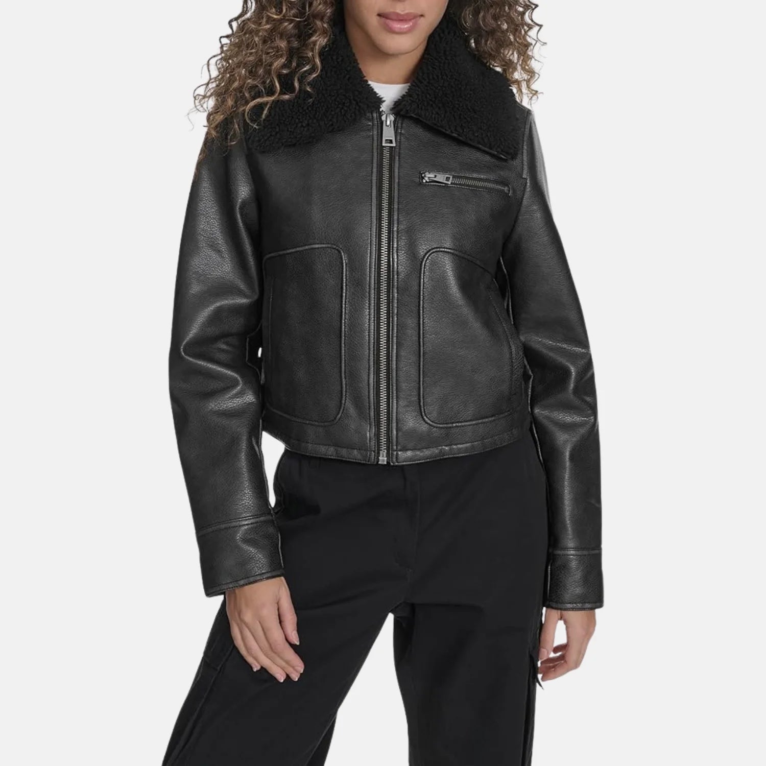 Faux Leather Flight Jacket Women