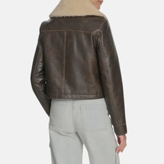 Faux Leather Flight Jacket Women