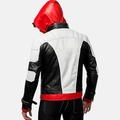 Zipper Closure Leather Jacket Hoodie