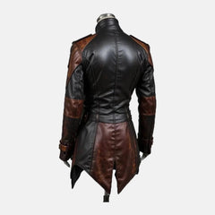 Eclipsera Steampunk Men Real Leather Trench Coat