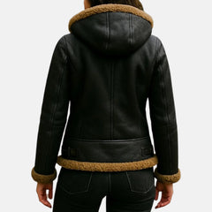 Women’s Fur Shearling Hoodie Leather Jacket