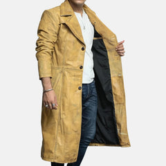 Elvardo Distressed Leather Duster Coat