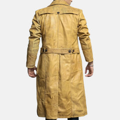 Elvardo Distressed Leather Duster Coat