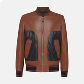 Stylish Black And Brown Leather Jacket For Men