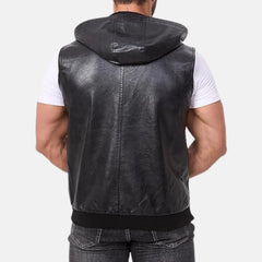 Zip-up Classic Sleeveless Men's Vintage Leather Vest