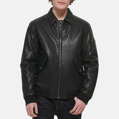Rib Knit Cuffs Mens Bomber Jacket