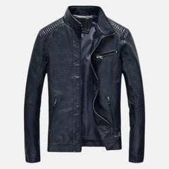 Javoris Zip Up Slim Leather Bomber Jacket Men