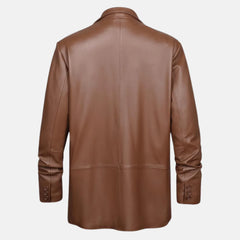 Coat Style Leather Blazer Men