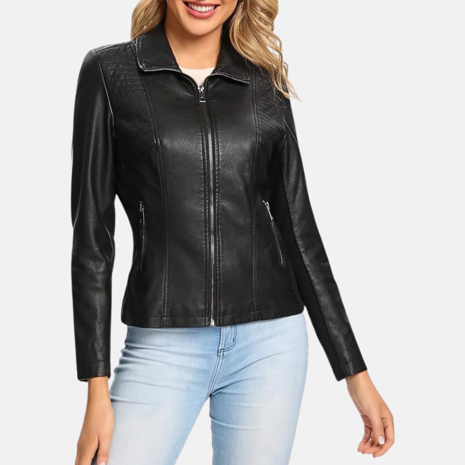 quilted leather jacket black