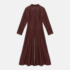 Women’s Full Zipper Ankle Length Leather Coat Long Sleeves