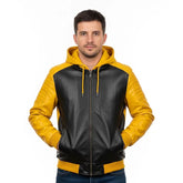 Black & Yellow Gothic Style Mens Hooded Jacket
