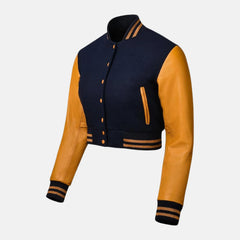 Cropped Baseball Long Sleeve Varsity Jacket Women