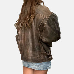 Vintage Style Distressed Flight Jacket Women
