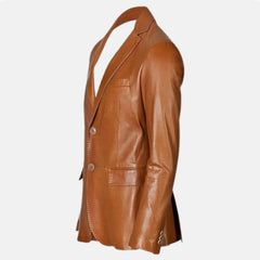 Orviano Satin Lining Leather Blazer Jacket