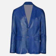 Orviano Satin Lining Leather Blazer Jacket