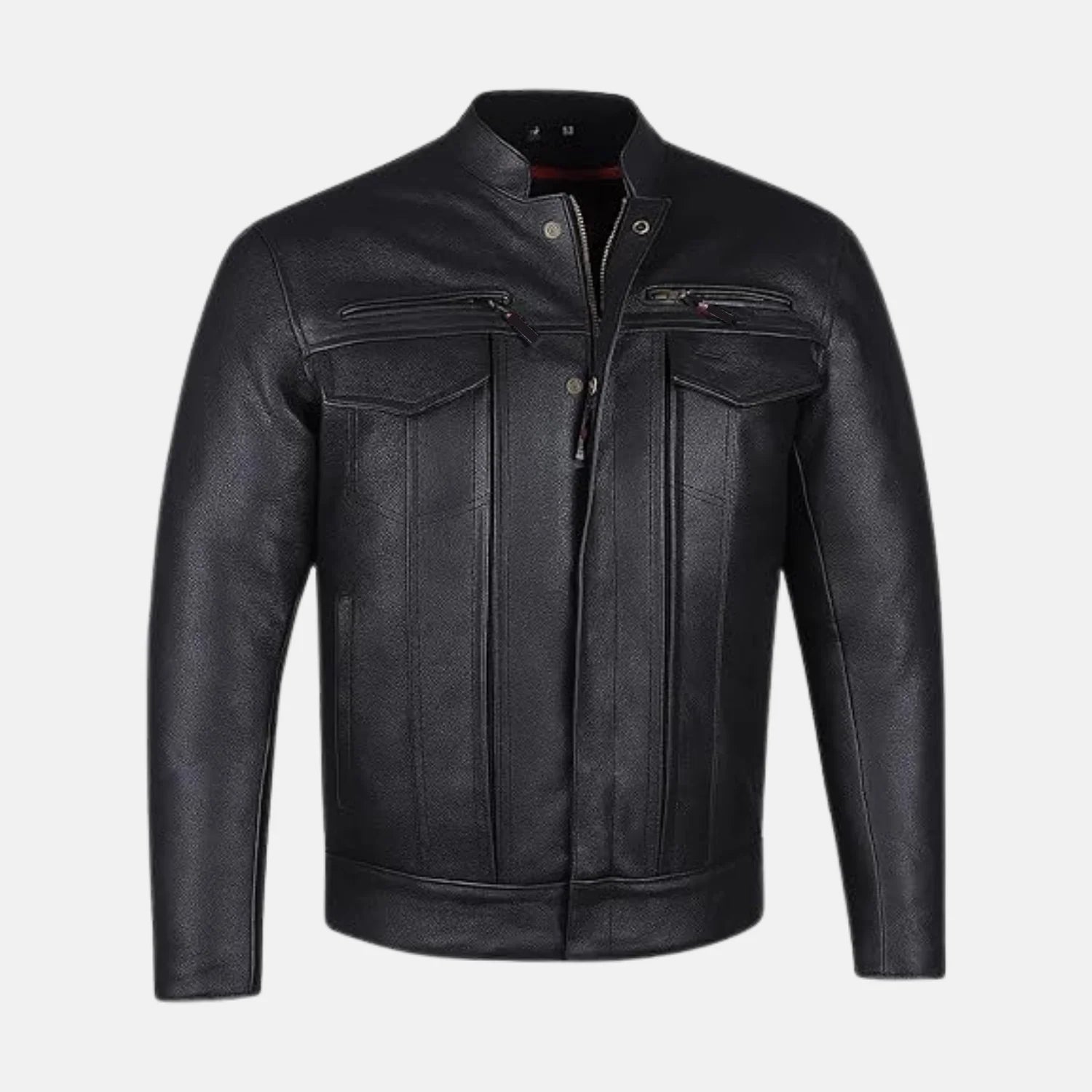 Phantom Streetwear Leather Biker Jacket with Utility Pockets
