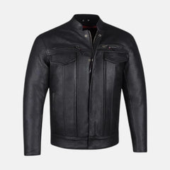 Phantom Streetwear Leather Biker Jacket with Utility Pockets