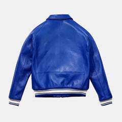 Men's Blue Leather Varsity Jacket