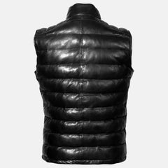 Puffer Quilted Down Waistcoat Leather Vests for Men