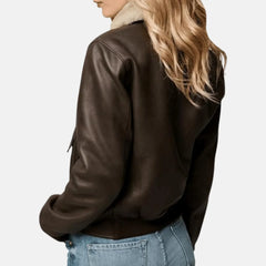 Fur Collar Bomber Flight Jacket Women