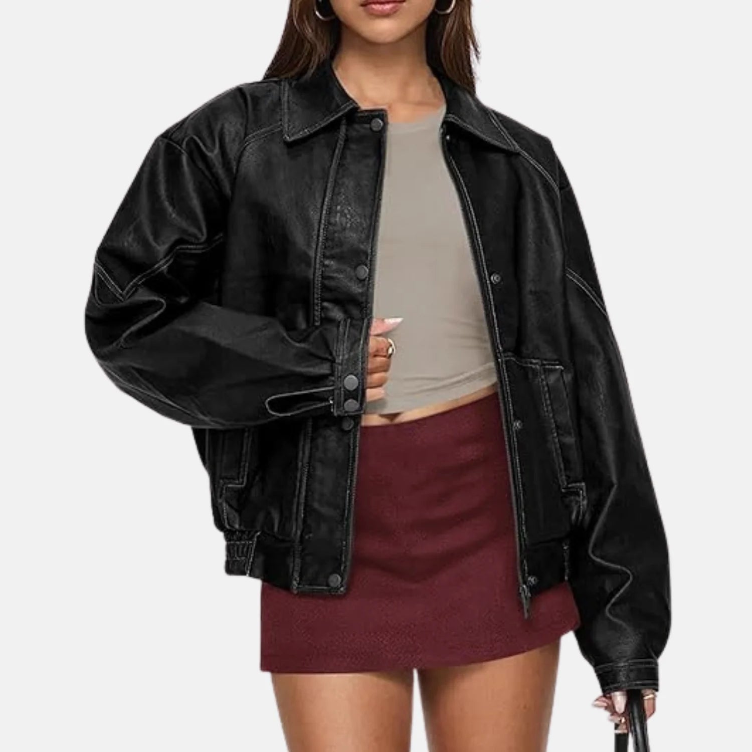 Vanessa Zipper Women’s Leather Bomber Jacket