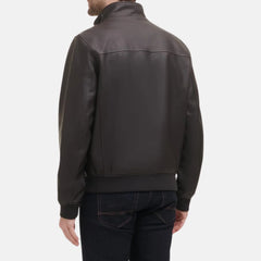 Slim Fit Leather Bomber Jacket Men