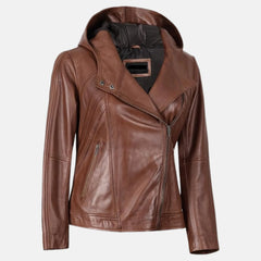 Hooded Leather Jacket for Women Trendy Fall Fashion