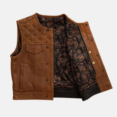 Western Club Style Leather Biker Vest