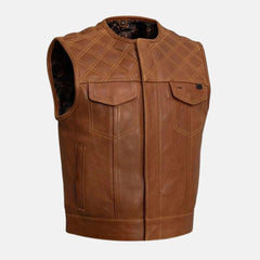 Western Club Style Leather Biker Vest