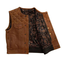 Western Club Style Leather Biker Vest