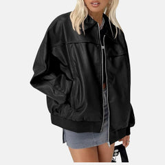 Aurorae Leather Bomber Jacket for Women