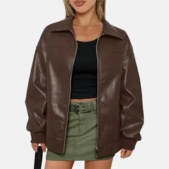Elara Leather Bomber Jacket for Women | Order Now