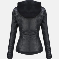 Roslyn Hooded Leather Bomber Jacket for Women