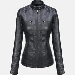 Roslyn Hooded Leather Bomber Jacket for Women