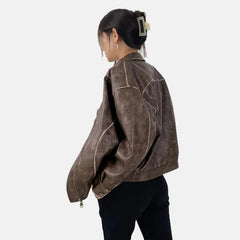 Sasha A1 Suede Leather Bomber Jacket for Women