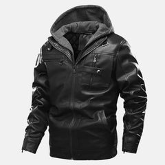 Aether Ace Aviator Mens Leather Jacket with Hood