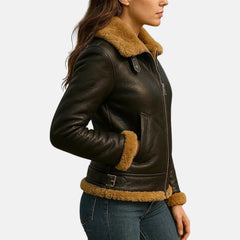 Black Women’s Fur Shearling Hoodie Leather Jacket